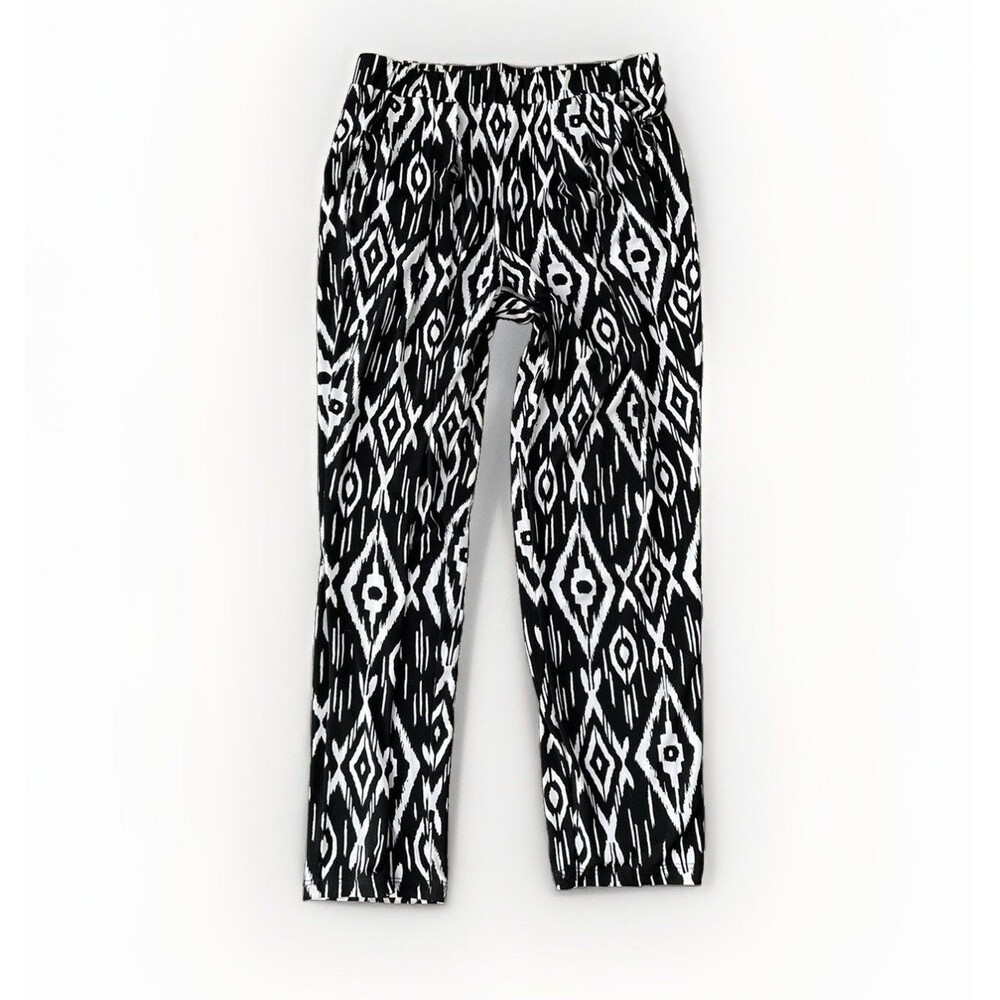 B Design Black White Pull On Pants Size S Elastic Waist